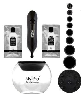 stylPro Electric Makeup Brush Cleaner And Dryer Machine With 8 Brush Collars, Brush Cleanser - Fast, Automatic Spinning Brush Cleaner With Heat-Resistant Bowl - Premium Makeup Brush Cleaning Kit