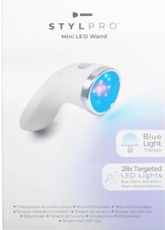 STYLPRO Mini LED Wand - Blue Light Therapy for Acne and Skin, helps with blemish, spots, inflamattion, redness, 3x modes, 28 x high-powered LEDs Blue, Red, NIR. rechargeable, compact design